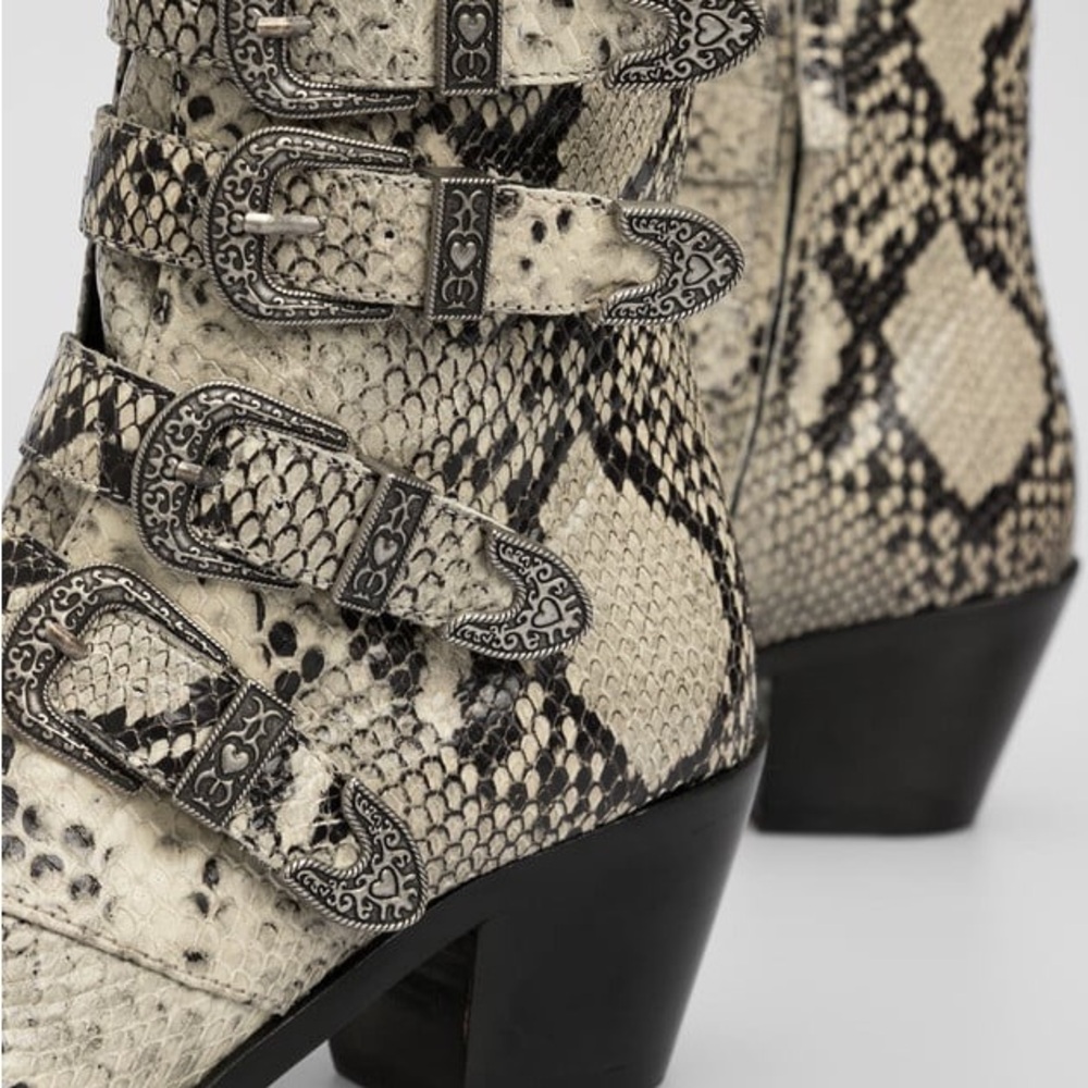 Twinset Milano Python Print Leather Heeled Ankle Boots Size EU 36 / US 6 - Picture 4 of 16